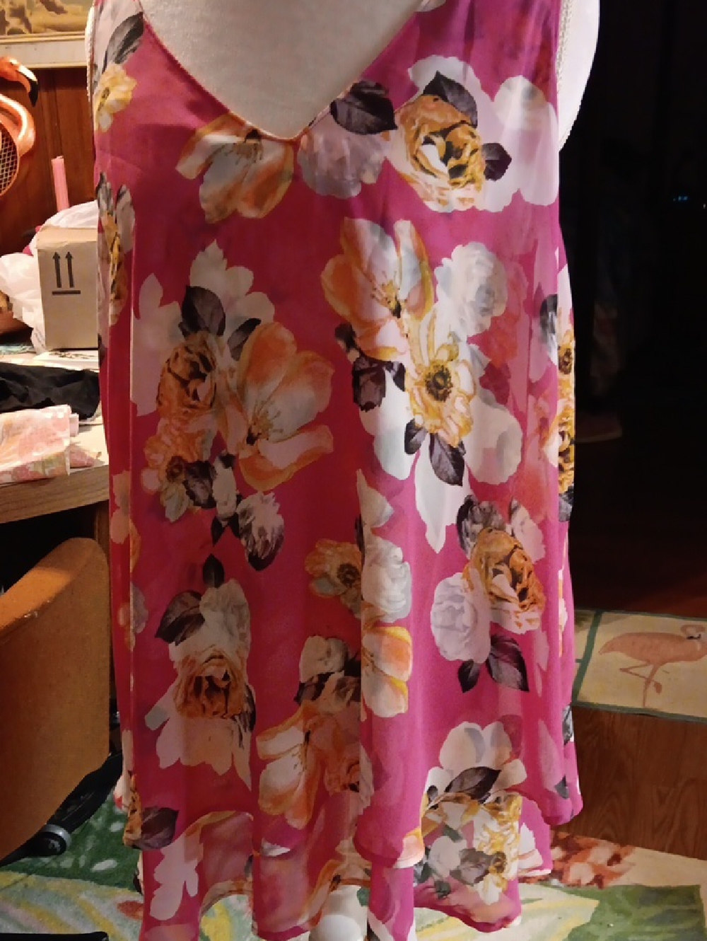 Lane Bryant 2 Layer Sleeveless Tunic Pink Floral 16w